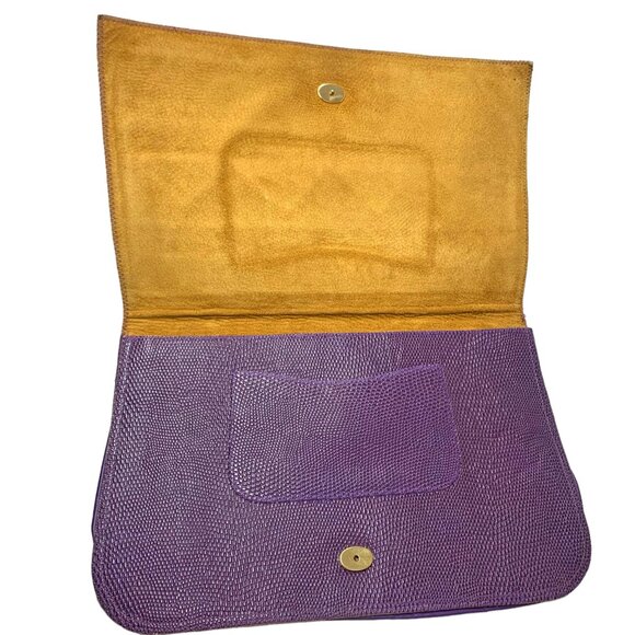 VTG  Furst & Mooney Handmade Textured Leather‎ with Exotic Skin Envelope Clutch - Picture 4 of 12